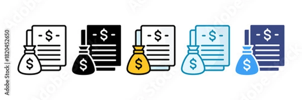 Obraz Budget Sheet Icon Set Multiple Style Collection