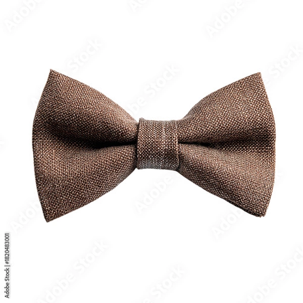 Obraz A brown fabric bow tie Isolated transparent on white background