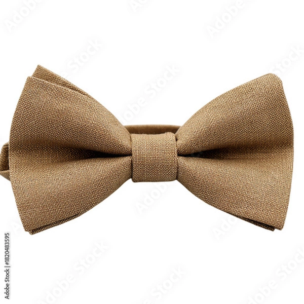 Obraz A brown fabric bow tie Isolated transparent on white background