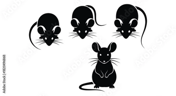 Fototapeta Charming mouse illustrations ideal for logo or cute design elements