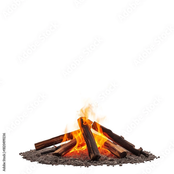 Obraz The fire occupies all the space below isolated on white background