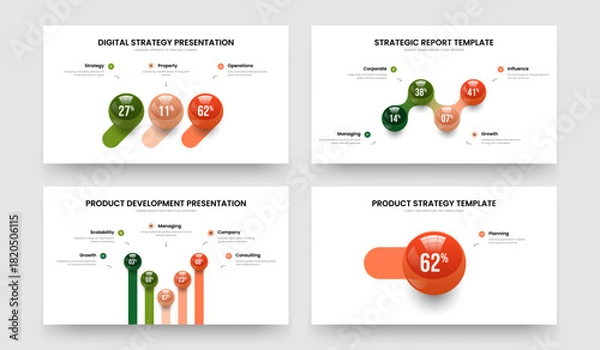 Fototapeta Company Visualization Three Four Five One Element Graph Slide Layout Vector Illustration Set. Financial Proposal 3 4 5 1 Option Infographic Slideshow Template Collection.
