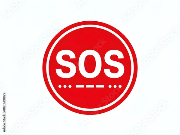 Obraz universal SOS distress symbol on clean background, bold red emergency icon, simple minimal