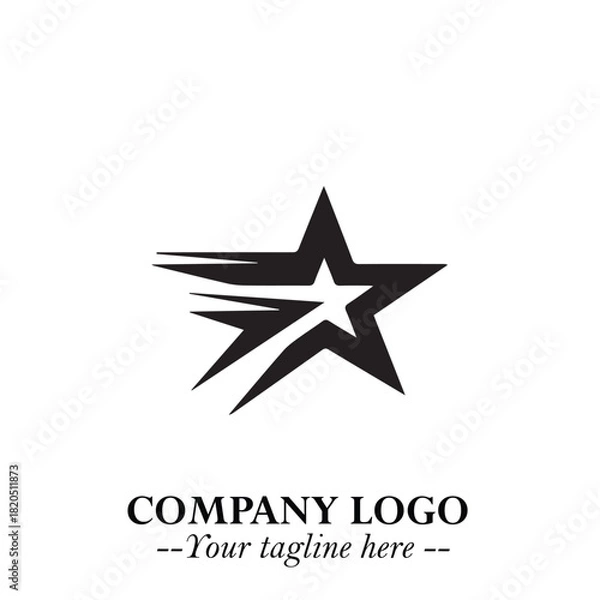 Fototapeta Minimalist Star Logo Symbol in Black on White Background – Modern Vector Shape for Branding & Design
