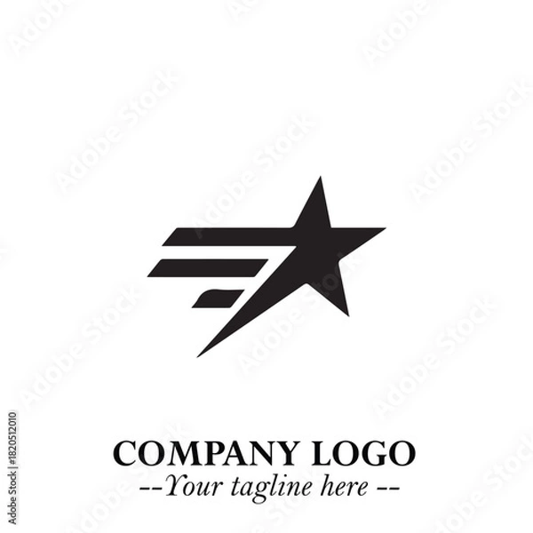 Fototapeta Minimalist Star Logo Symbol in Black on White Background – Modern Vector Shape for Branding & Design