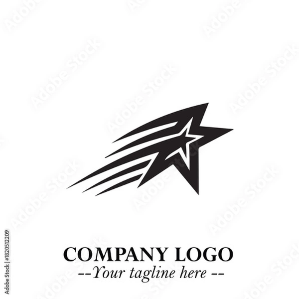 Fototapeta Minimalist Star Logo Symbol in Black on White Background – Modern Vector Shape for Branding & Design