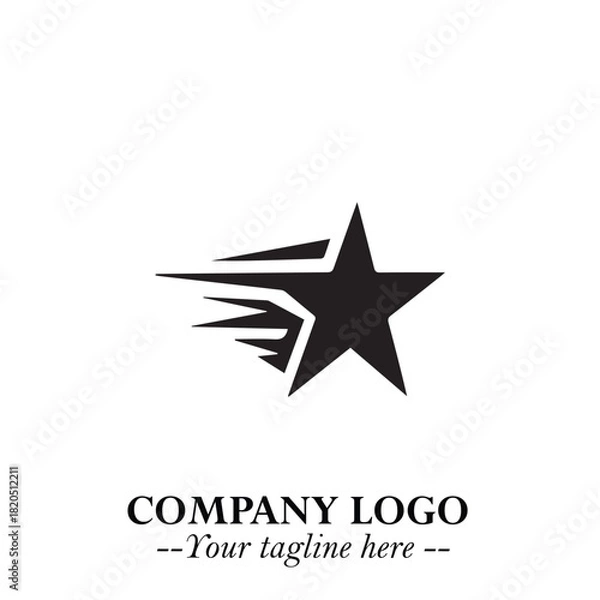 Fototapeta Minimalist Star Logo Symbol in Black on White Background – Modern Vector Shape for Branding & Design