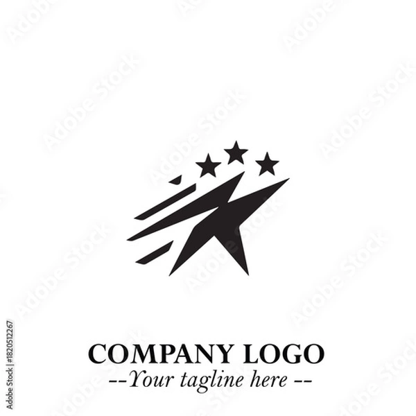 Fototapeta Minimalist Star Logo Symbol in Black on White Background – Modern Vector Shape for Branding & Design