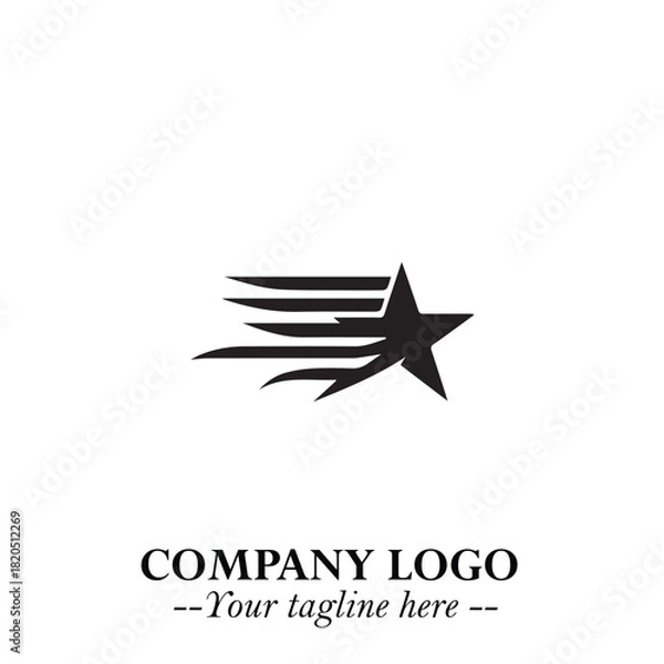 Fototapeta Minimalist Star Logo Symbol in Black on White Background – Modern Vector Shape for Branding & Design