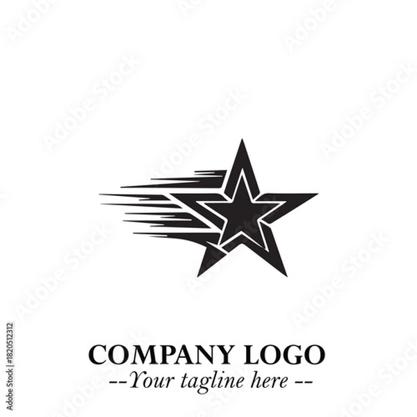 Fototapeta Minimalist Star Logo Symbol in Black on White Background – Modern Vector Shape for Branding & Design