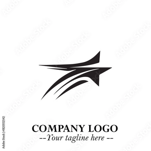 Fototapeta Minimalist Star Logo Symbol in Black on White Background – Modern Vector Shape for Branding & Design