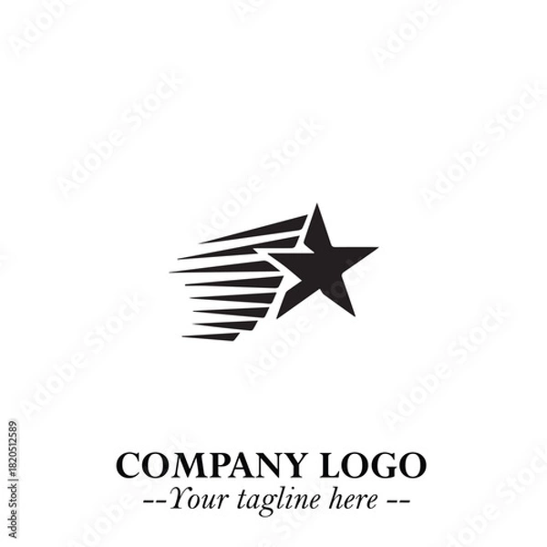 Fototapeta Minimalist Star Logo Symbol in Black on White Background – Modern Vector Shape for Branding & Design