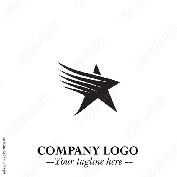 Fototapeta Minimalist Star Logo Symbol in Black on White Background – Modern Vector Shape for Branding & Design