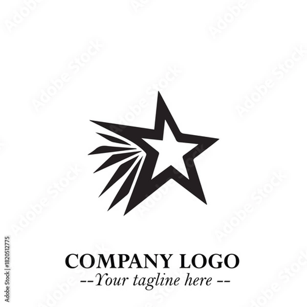 Fototapeta Minimalist Star Logo Symbol in Black on White Background – Modern Vector Shape for Branding & Design