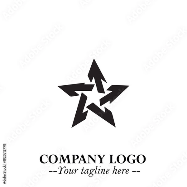 Fototapeta Minimalist Star Logo Symbol in Black on White Background – Modern Vector Shape for Branding & Design
