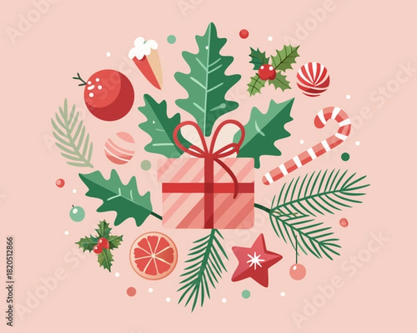 Fototapeta Christmas holiday elements composition