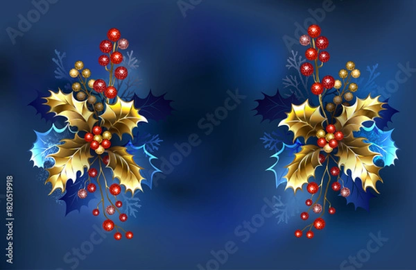 Obraz Symmetrical golden holly