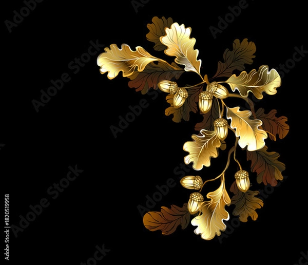 Obraz Bent golden oak branch