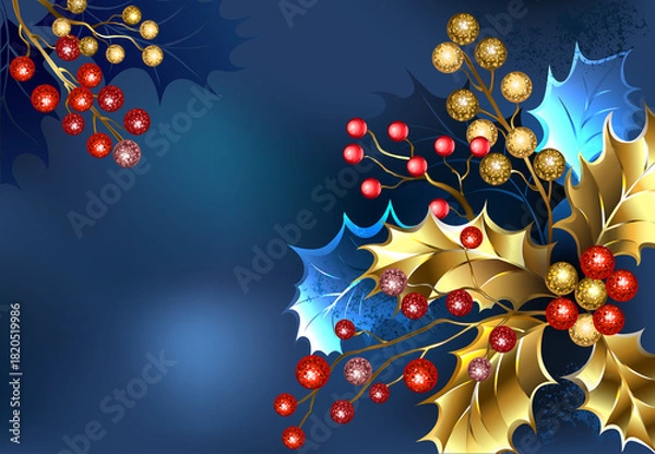 Obraz Bouquet with golden holly