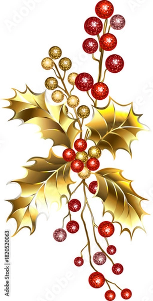 Obraz Symmetrical golden holly