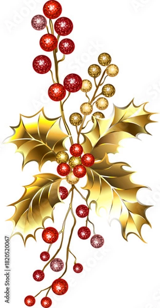 Obraz Symmetrical golden holly