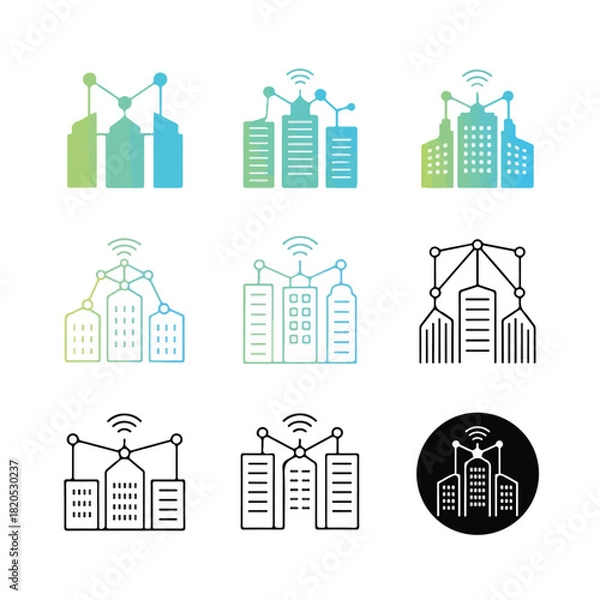 Obraz Dual-Style Smart City & Urban Network Connectivity Icon Set