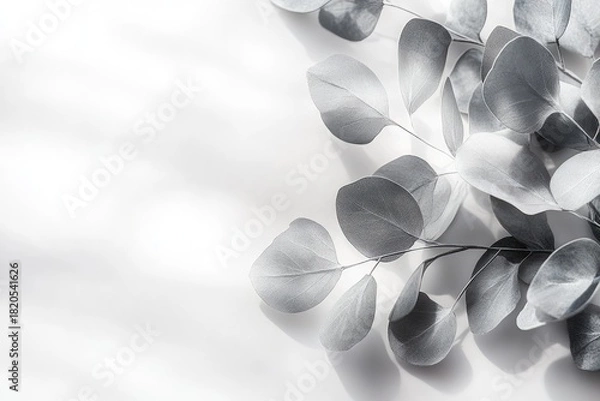 Obraz Eucalyptus leaves artfully staged in monochrome