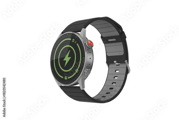 Obraz Transparent smartwatch icon round face lightning surreal fantasy wearable tech design symbol