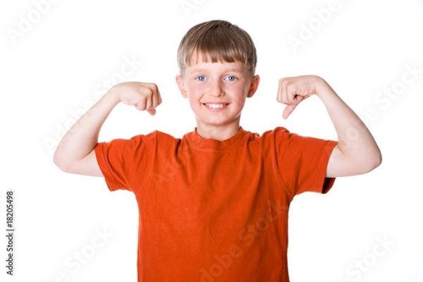 Obraz The boy shows his muscles