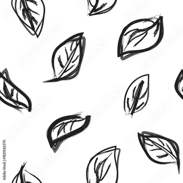 Obraz Monochrome Leaf Seamless Pattern Design