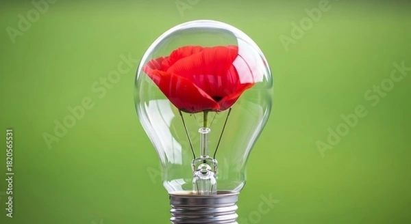 Fototapeta Green idea light bulb bloom