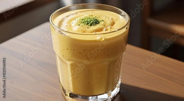 Obraz Refreshing Mango Lassi Smoothie in a Tall Glass.
