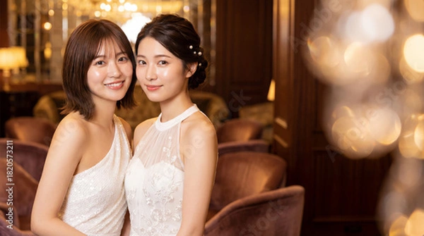 Obraz 仲良く並ぶ二人の女性