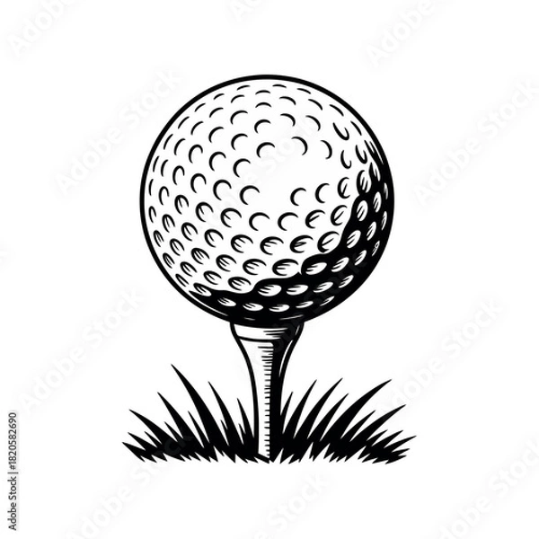Fototapeta A golf ball is placed on a tee, ready for a swing in this illustration.
