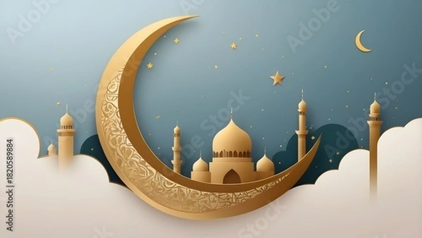 Fototapeta Golden Crescent Over Clouds