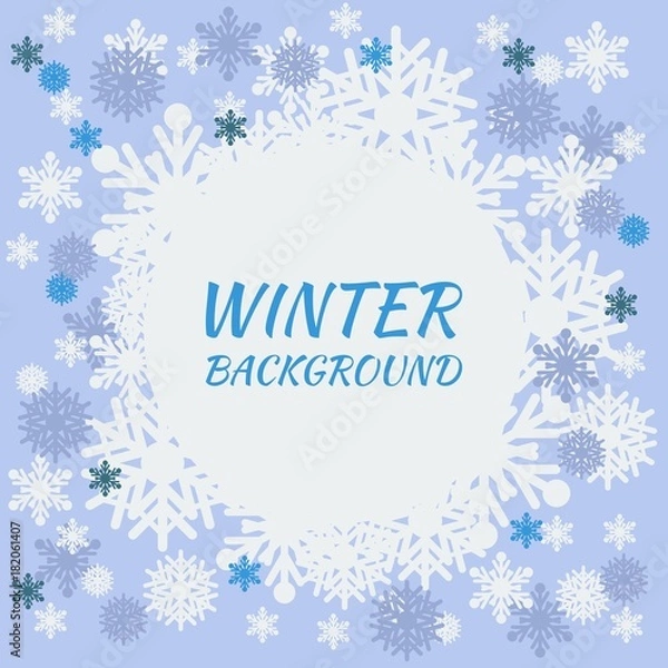 Fototapeta Editable Winter Snowflakes Vector Illustration for Text Background of Winter Seasonal Themed Purposes