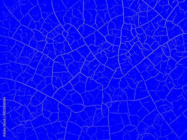 Fototapeta 塗装やガラスなどのヒビや亀裂などのイメージの網状の画像素材　白線　青／ブルー