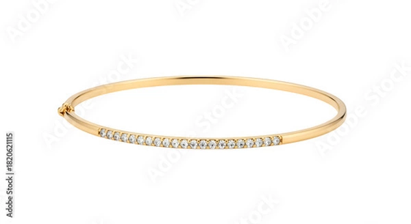 Fototapeta Gold diamond bangle bracelet, isolated on transparent background