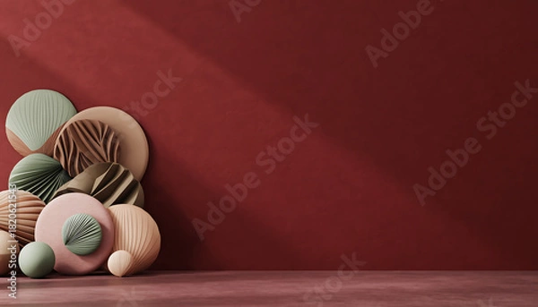 Fototapeta Elegant geometric shapes create a modern backdrop for your product presentation or artistic display with beautiful light and shadows for a striking visual