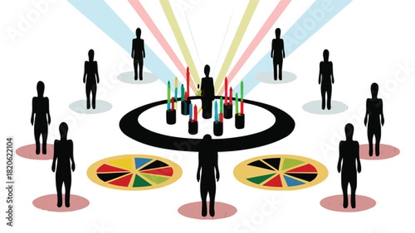 Fototapeta Futuristic holographic stock market charts with spinning 3d elements representing financial growth and data visualization in a dynamic abstract digital environment