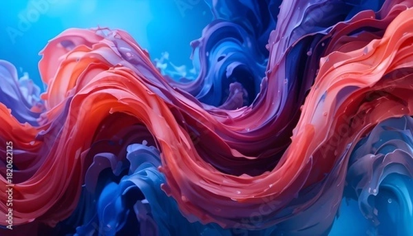 Fototapeta Artistic hand-painted multi-layered dark blue textured background with rich depth and strokes