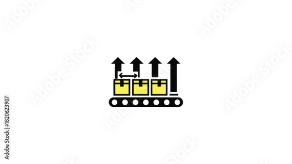 Fototapeta Automated conveyor belt system moving cargo boxes illustrating efficient logistics and industrial automation in a modern warehouse or factory setting