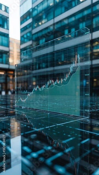 Obraz Digital Growth Over Cityscape