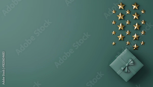 Fototapeta Elegant gift box with gold stars, perfect for holiday promotions, sophisticated branding, and festive marketing campaigns. Add a touch of magic to your projects