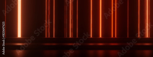 Obraz 3D Black background with red stripped neon lights