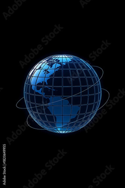 Obraz Global Network Data Sphere Digital Earth Technology  Connectivity World