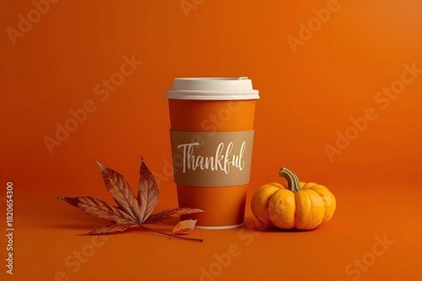 Obraz A coffee paper cup and creative background designed for Thanksgiving Day.