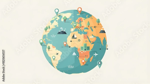 Fototapeta Creative Colorful Design Back to School Abstract Globe Background for Artistic Education, Bright Business Concepts & Checkered Collection