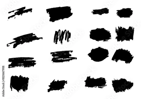 Obraz Set of different hand drawn vector strokes.