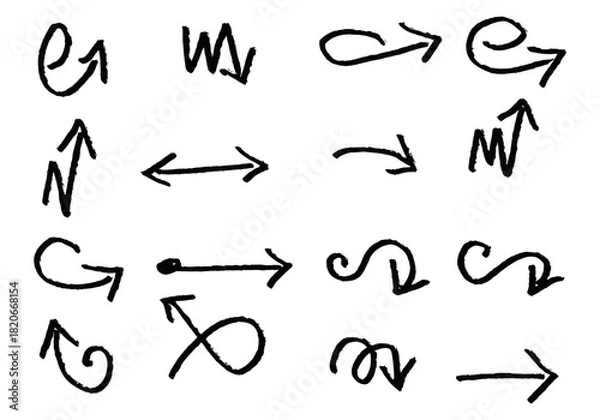 Obraz Set of different hand drawn vector arrows.